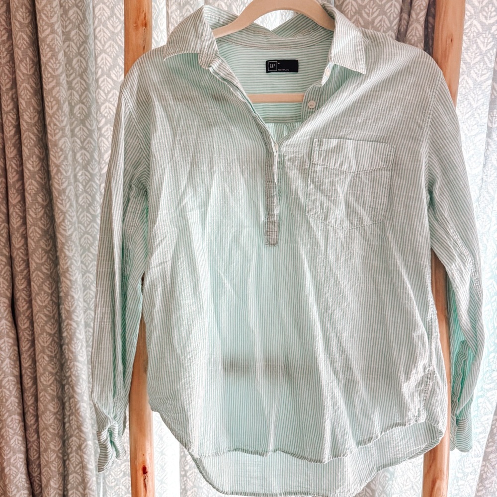 GAP Mint Striped Button-Up Shirt